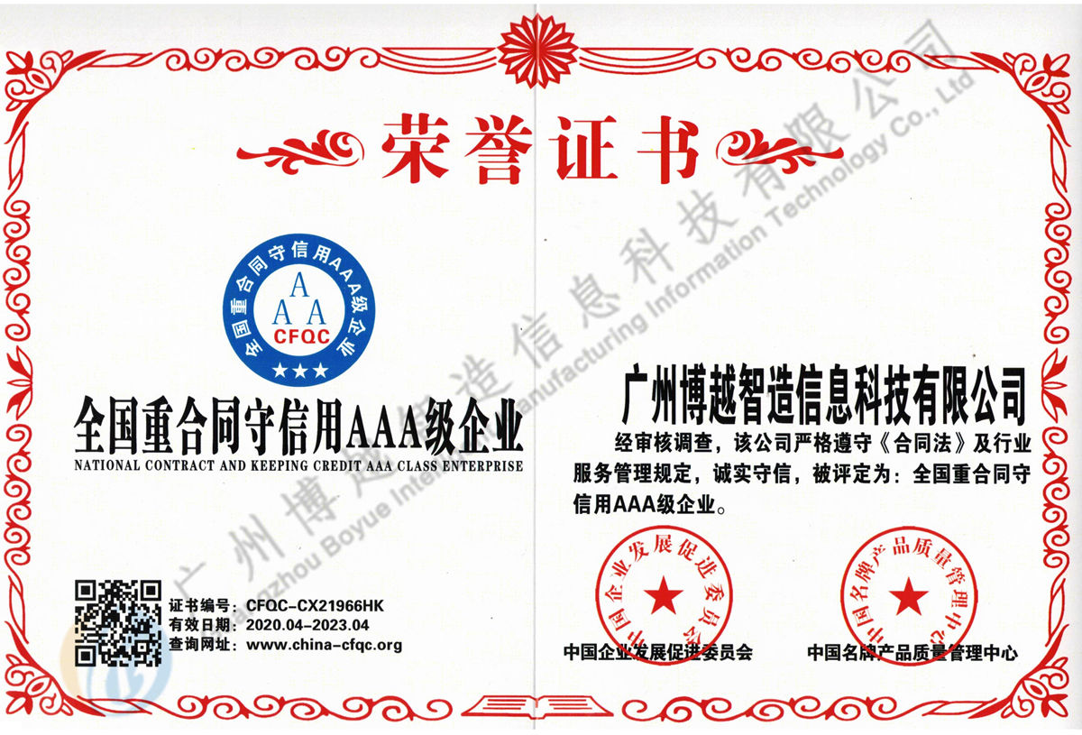 BOYUE INTELLIGENT MANUFACTURING CERTIFICATE